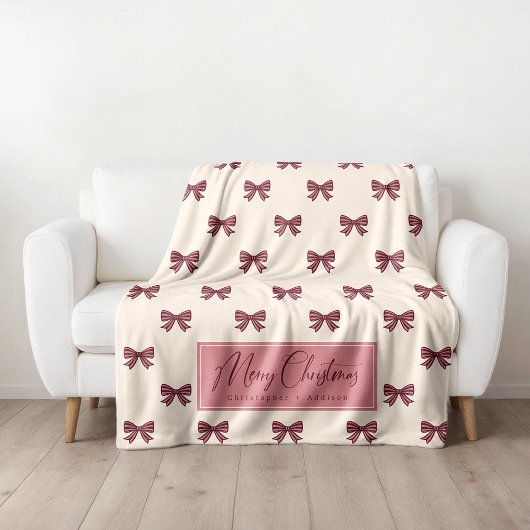 Couverture Polaire Cute Personalized Striped Bow Pattern Christmas