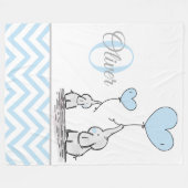 Couverture Polaire Cute Personnalisé Blue Grey Elephant Chevron Baby (Devant (Horizontal))