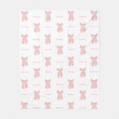 Couverture Polaire Cute Personnalisé Cheveux Rose Bow Girl (Devant)