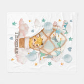 Couverture Polaire Cute petit jaguar dans une montgolfière (Devant (Horizontal))