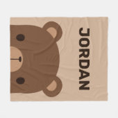 Couverture Polaire Cute Petit Ours Brown avec Nom Personnalisé Fuite (Devant (Horizontal))