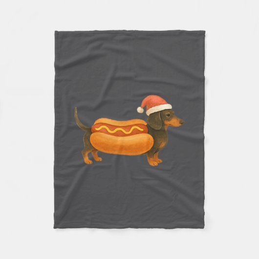 Couverture Polaire Cute Petite Christmas Funny Hot Dog Dachshund  (Devant)