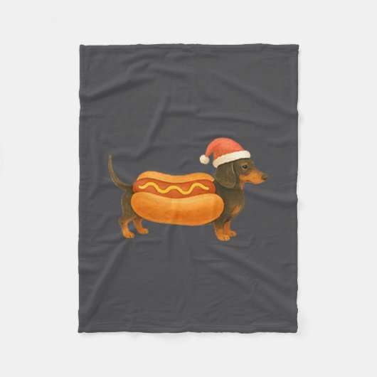 Couverture Polaire Cute Petite Christmas Funny Hot Dog Dachshund Prem (Devant)