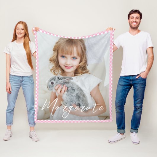 Couverture Polaire Cute Photo Fleece Blanche Avec Un Nom (En situation)