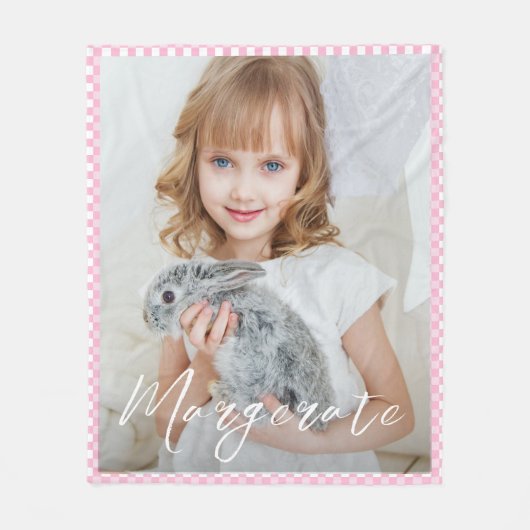 Couverture Polaire Cute Photo Fleece Blanche Avec Un Nom (Devant)