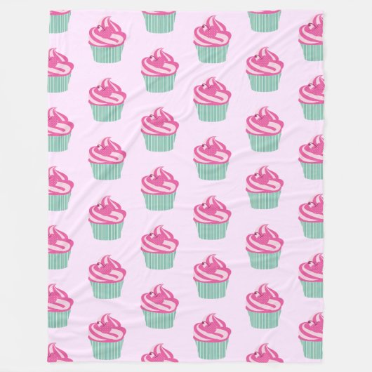 Couverture Polaire Cute Pink Cupcakes Pattern Pastel Pink (Devant)