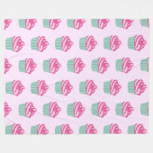 Couverture Polaire Cute Pink Cupcakes Pattern Pastel Pink (Devant (Horizontal))