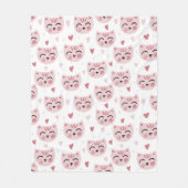 Couverture Polaire Cute Pink Kittens and Hearts Pattern for Kids (Devant)