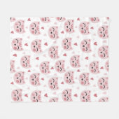 Couverture Polaire Cute Pink Kittens and Hearts Pattern for Kids (Devant (Horizontal))