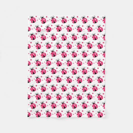 Couverture Polaire Cute Pink Labybirds and Flowers (Devant)