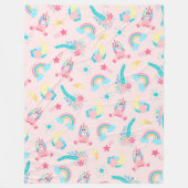 Couverture Polaire Cute Pink Teal Unicorn Rainbow (Devant)