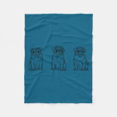 Couverture Polaire Cute Pug Dog Line Art  (Devant)