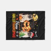 Couverture Polaire Cute Pug Happy Hallothanksmas Halloween Thanksgivi (Devant (Horizontal))