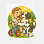 Couverture Polaire Cute Puppy and Kid Playtime (Devant)