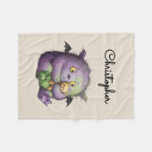 Couverture Polaire Cute Purple Green Fluffy Monster Buddy (Devant (Horizontal))