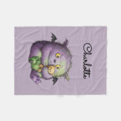 Couverture Polaire Cute Purple Green Fluffy Monster Kids (Devant (Horizontal))