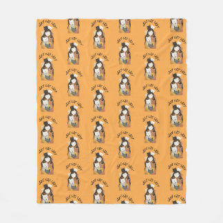Couverture Polaire Cute Quirky Crazy Cat Lady Motif Jaune