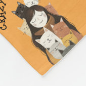 Couverture Polaire Cute Quirky Crazy Cat Lady Motif Jaune (Coin)