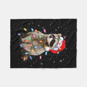 Couverture Polaire Cute Raccoon Christmas Tree Lights Pajama Raccoon  (Devant (Horizontal))