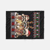 Couverture Polaire Cute Raccoon Santa Christmas Lights Ugly Xmas Swea (Devant (Horizontal))
