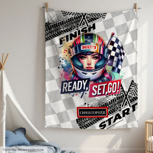 Couverture Polaire Cute Racing Blanket Girl Dril Voiture Sport