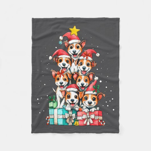 Couverture Polaire Cute Rat Terrier Le Dog Christmas Tree Xmas  (Devant)