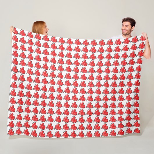 Couverture Polaire Cute Red Drawn Hearts Pattern (En situation)