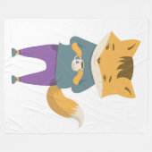 Couverture Polaire Cute renard avec tasse de thé (Devant (Horizontal))