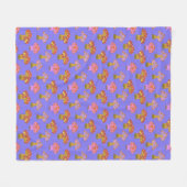 Couverture Polaire Cute Retro Hippie Champagne Motif en violet  (Devant (Horizontal))