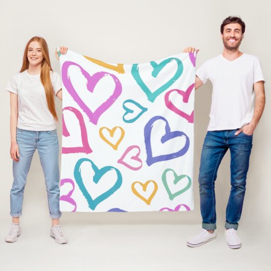 Couverture Polaire Cute Romantic Pastel Hearts (En situation)