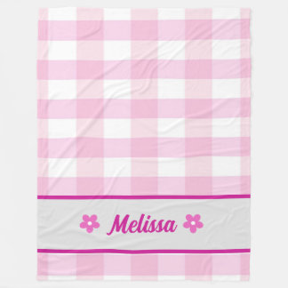Couverture Polaire Cute Rose Blanc À damiers Motif Personnalisé Enfan