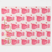 Couverture Polaire Cute Rose Chat Coeur Or Love (Devant (Horizontal))