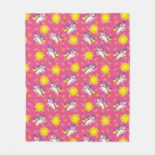 Couverture Polaire Cute rose chaud Sunny Unicorn Design Motif