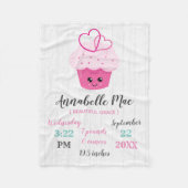 Couverture Polaire Cute rose Cupcake Kawaii statistiques de naissance (Devant)