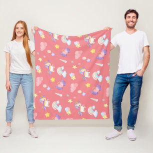 Couverture Polaire Cute rose douce licorne arc-en-ciel Motif de ballo