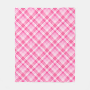 Couverture Polaire Cute Rosy Pink Plaid Motif Moyen polaire Blanche