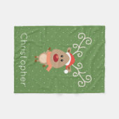 Couverture Polaire Cute Rudolph, dessin de rennes à nez rouge (Devant (Horizontal))