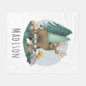 Couverture Polaire Cute Rustic Forêt Animaux Enfants (Devant (Horizontal))