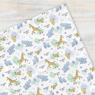 Couverture Polaire Cute Safari Animaux Colorés Nom Bébé Enfants Blanc