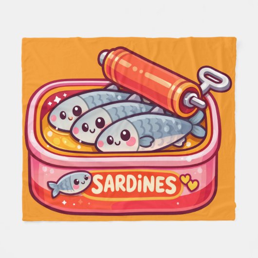 Couverture Polaire Cute Sardines Fish Cartoon (Devant (Horizontal))