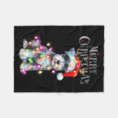 Couverture Polaire Cute Schnauzer Christmas Lights Xmas Dog Santa Hat (Devant (Horizontal))