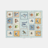 Couverture Polaire Cute Sea Life Patches Monogram Initial  (Devant (Horizontal))