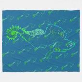 Couverture Polaire Cute Seahorse Art Fleece Blanche (Devant (Horizontal))