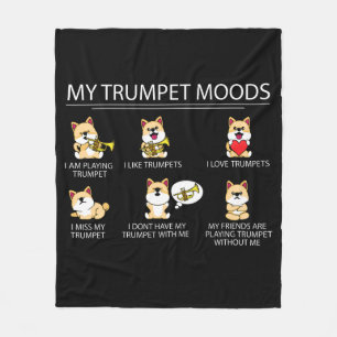 Couverture Polaire Cute Shiba Inu Trumpet Player Cadeau Enfants Jazz