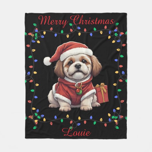 Couverture Polaire Cute Shih Tzu Fleece Blanche (Devant)