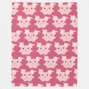 Couverture Polaire Cute Shorty Cartoon Cochon Fleece Blanket