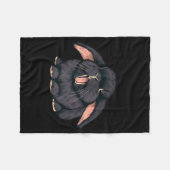 Couverture Polaire Cute Sleepy Holland Lop Rabbit Yawn Black Bunny Wa (Devant (Horizontal))