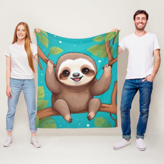Couverture Polaire Cute sloth in a tree illustration (En situation)