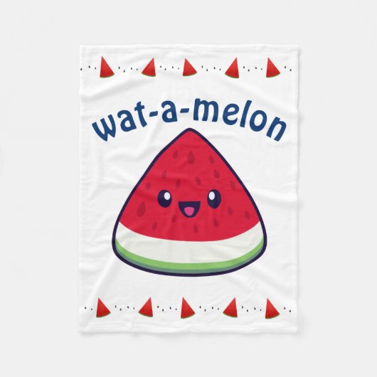 Couverture Polaire Cute Smiling Kawaii Watermelon (Devant)