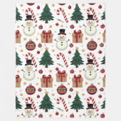 Couverture Polaire Cute Snowman & Candy Cane Christmas Throw Blanket  (Devant)